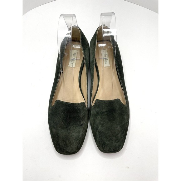 Max Mara Loafers Square Toe Suede Green Flats Women's Size 37 US 6.5 FLAW - Picture 5 of 12